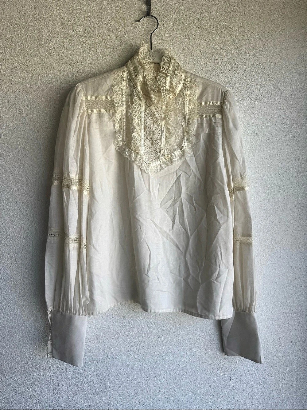 Vintage Gunne Sax Lace Trim Blouse Cream